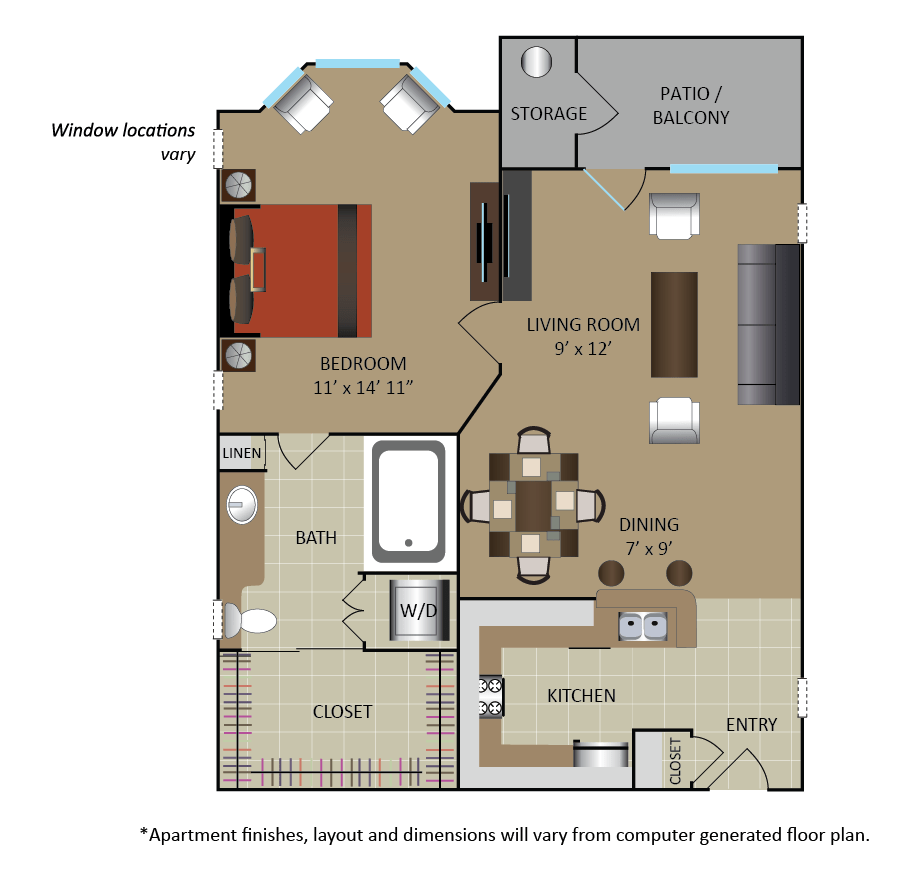1 Bed • 1 Bath 07203 floor plan