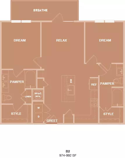 2 Beds • 2 Bath 08202 floor plan