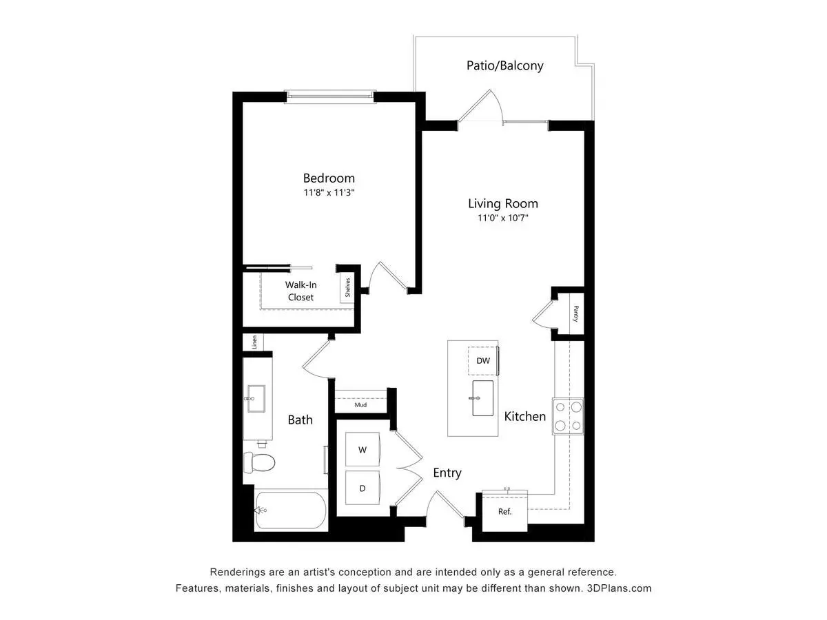 1 Bed • 1 Bath 236 floor plan