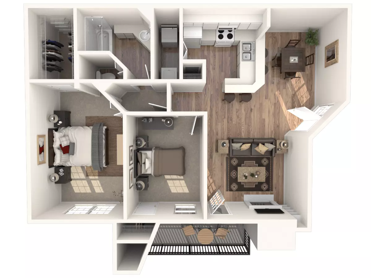 2 Beds • 1 Bath 322 floor plan