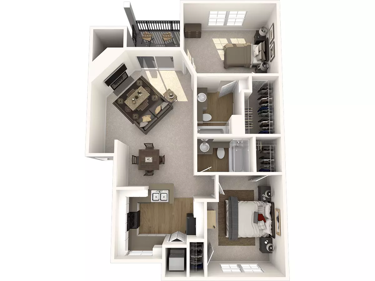 2 Beds • 2 Bath 0122 floor plan