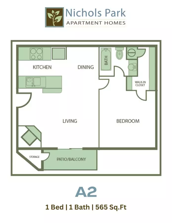 1 Bed • 1 Bath 0705 floor plan