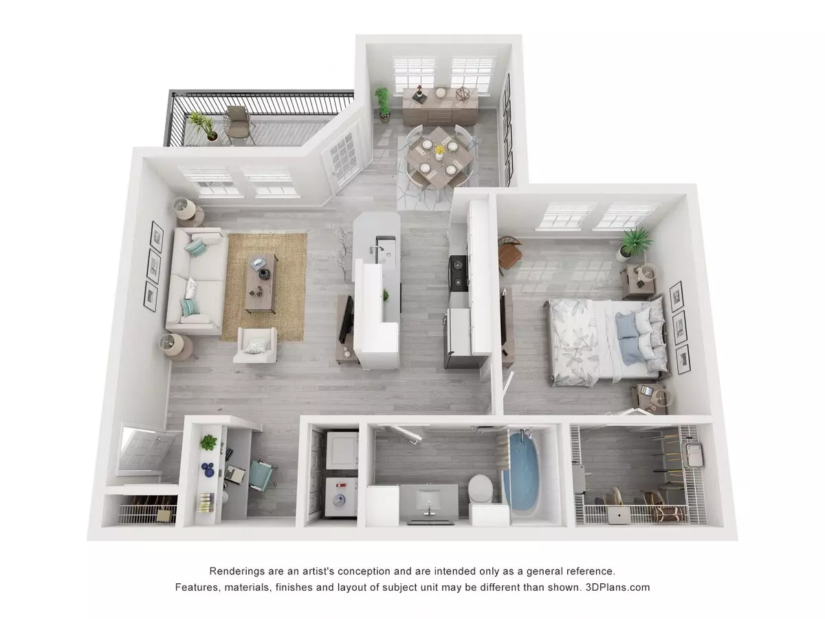 1 Bed • 1 Bath 04108 floor plan