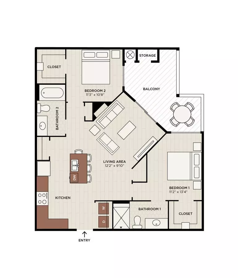 2 Beds • 2 Bath 3208 floor plan