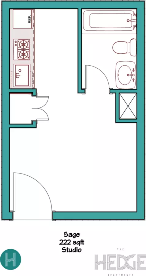 Studio • 1 Bath Sage floor plan