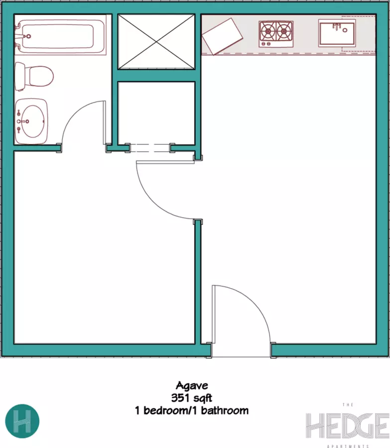 1BR/1BA 1111 floor plan
