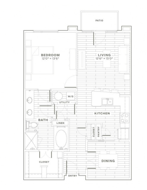 1 Bed • 1 Bath 2512 floor plan