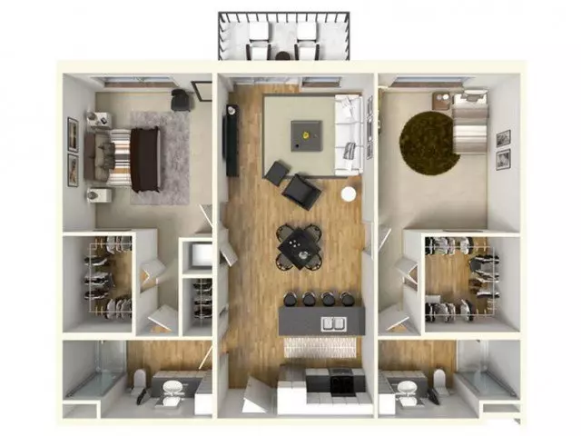 2 Beds • 2 Bath 201 floor plan