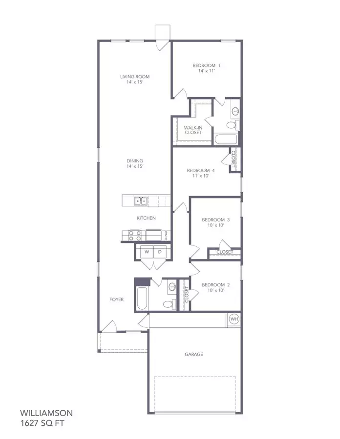 4 Beds • 2 Bath 1000BC floor plan