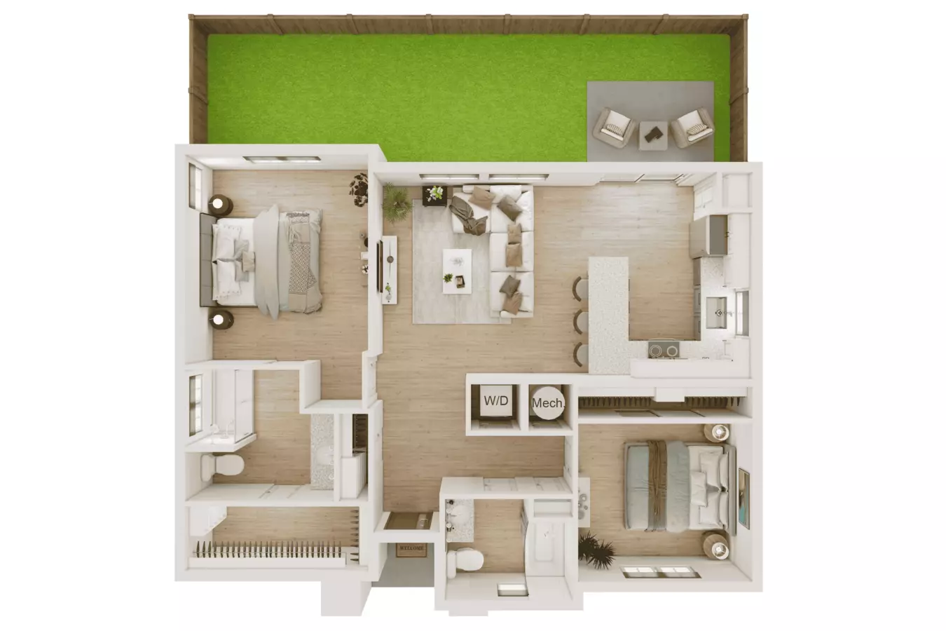 2 Beds • 2 Bath 187 floor plan