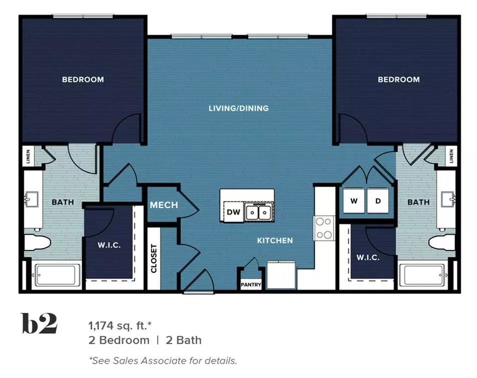 2 Beds • 2 Bath 4108 floor plan