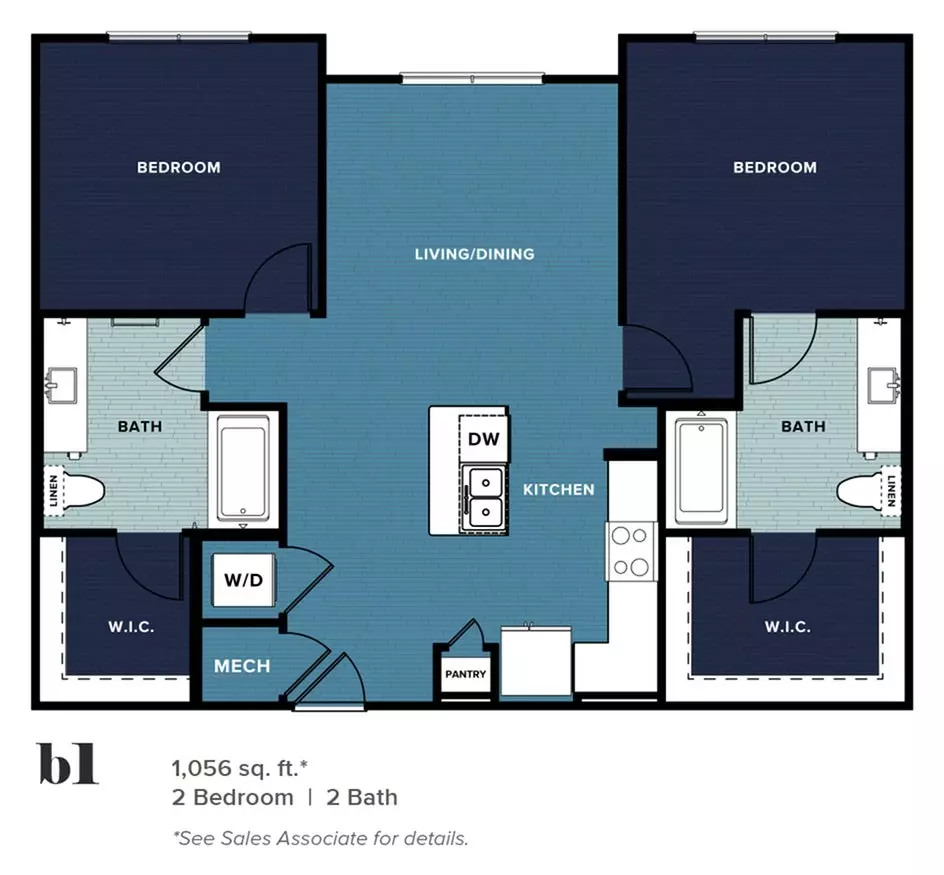 2 Beds • 2 Bath 9304 floor plan