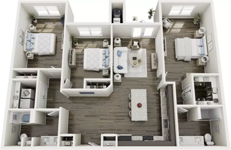 3 Beds • 2 Bath 4104 floor plan