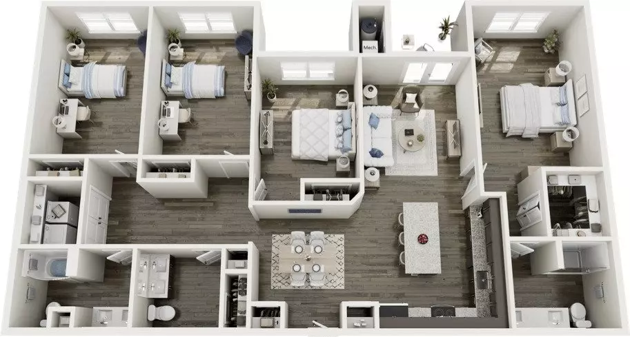 4 Beds • 2 Bath 10308 floor plan