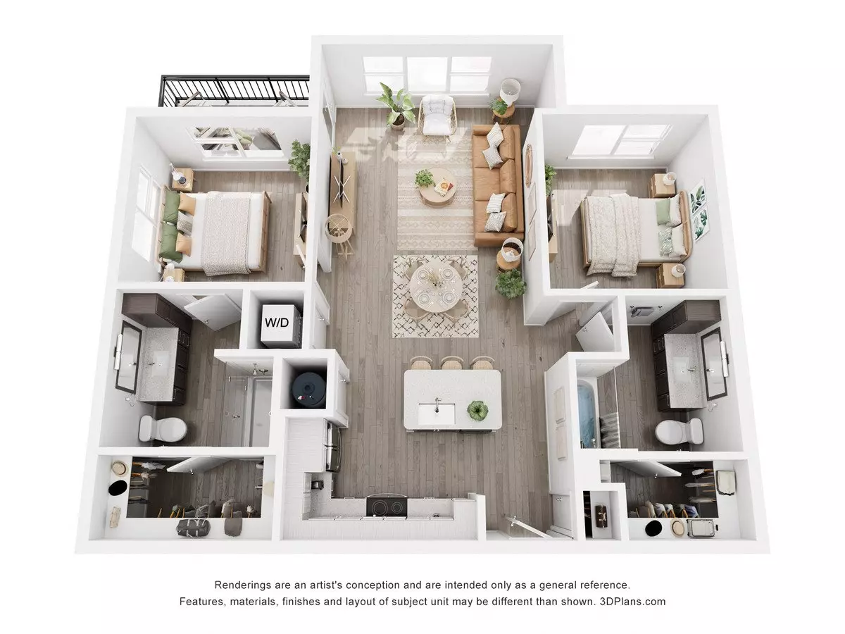 2 Beds • 2 Bath 3102 floor plan