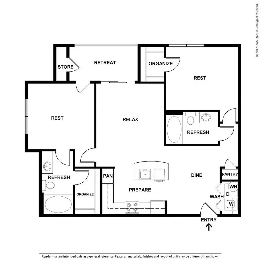 2 Beds • 2 Bath 222 floor plan