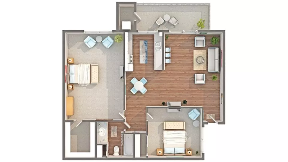2 Beds • 1 Bath 108 floor plan