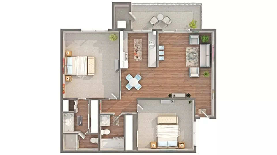 2 Beds • 2 Bath 326 floor plan