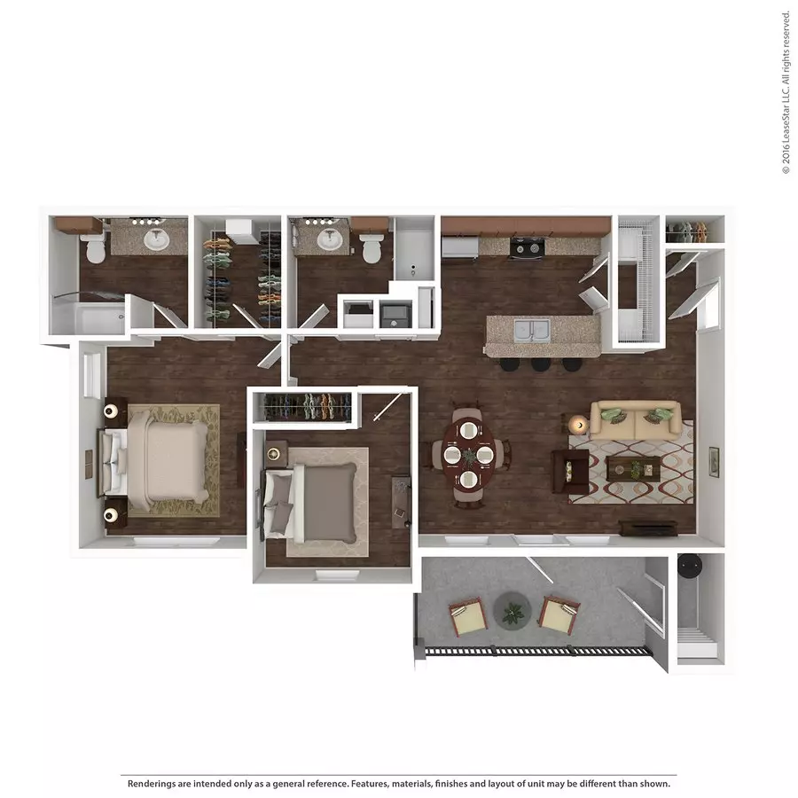 2 Beds • 2 Bath 227 floor plan