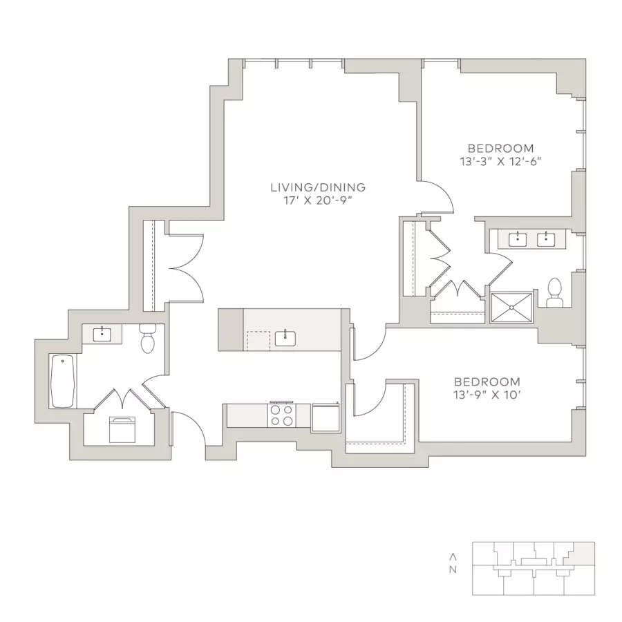 2 Beds • 2 Bath 1508 floor plan