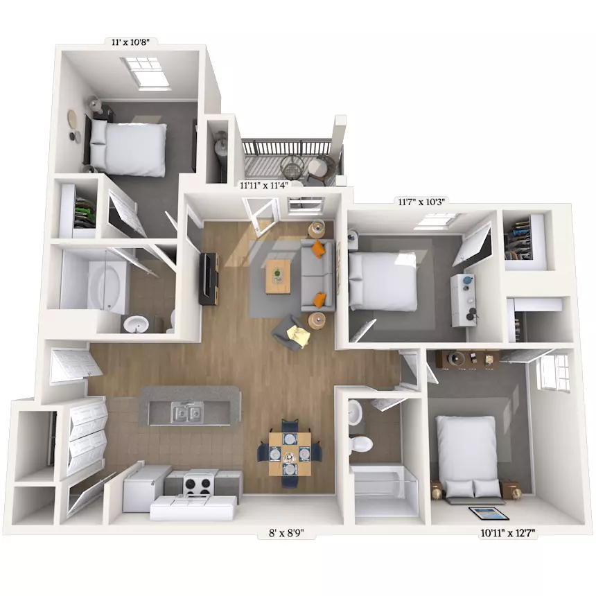 3 Beds • 2 Bath 0505108 floor plan