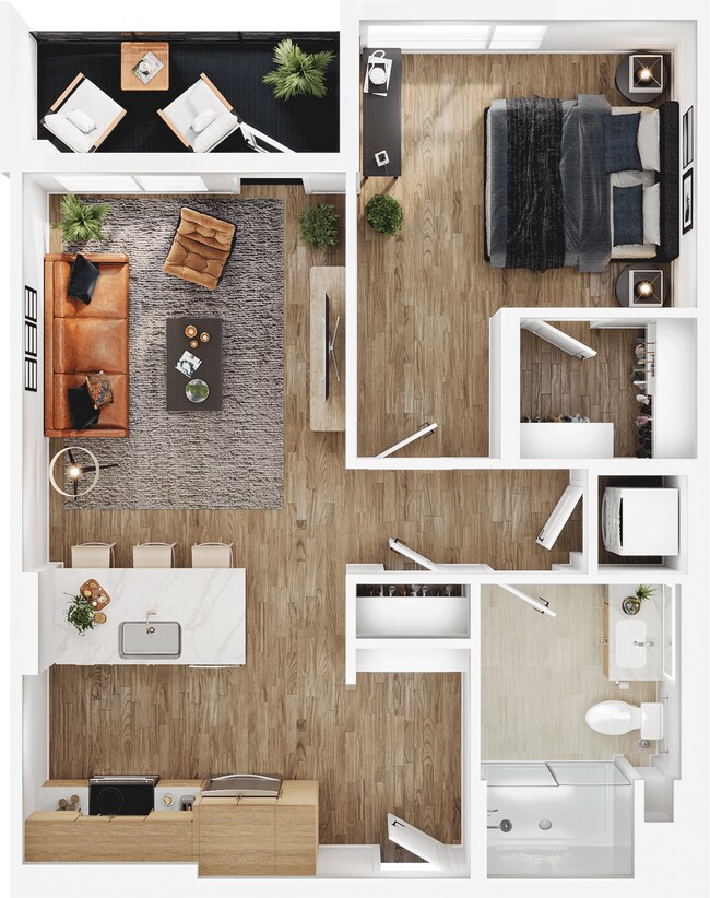 1 Bed • 1 Bath 16G floor plan