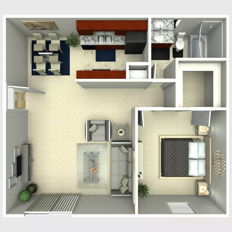 1 Bed • 1 Bath 72 floor plan