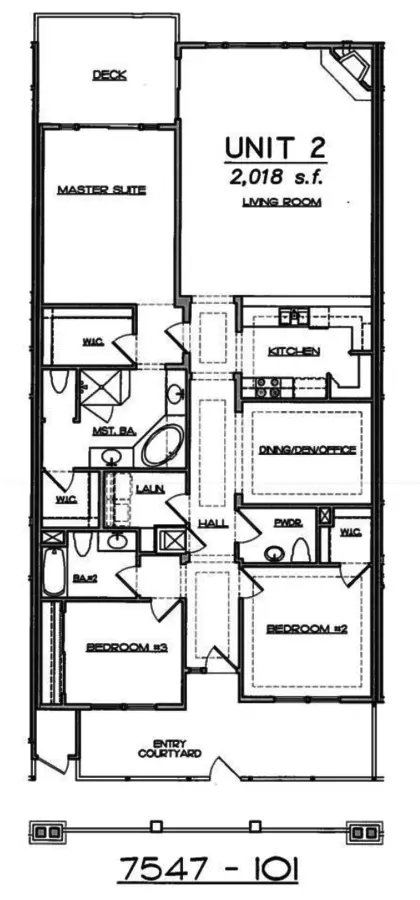 3 Beds • 2 Bath - floor plan