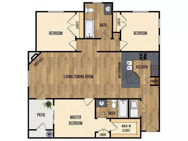 3 Beds • 2 Bath 622 floor plan