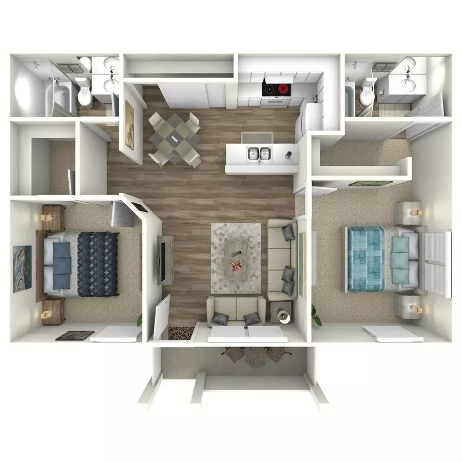 2 Beds • 2 Bath 365-11 floor plan