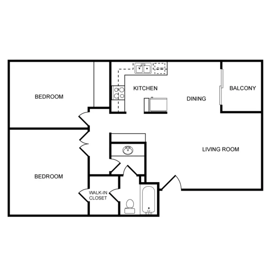 2 Beds • 1 Bath 22 floor plan