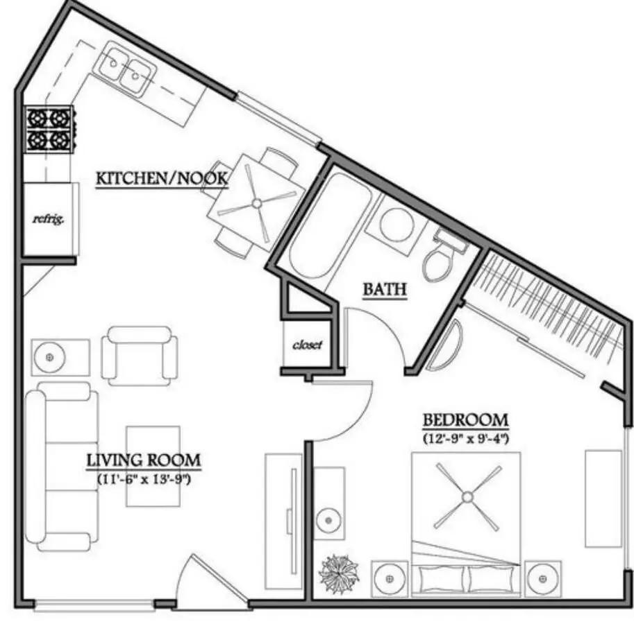 1x1 10 floor plan