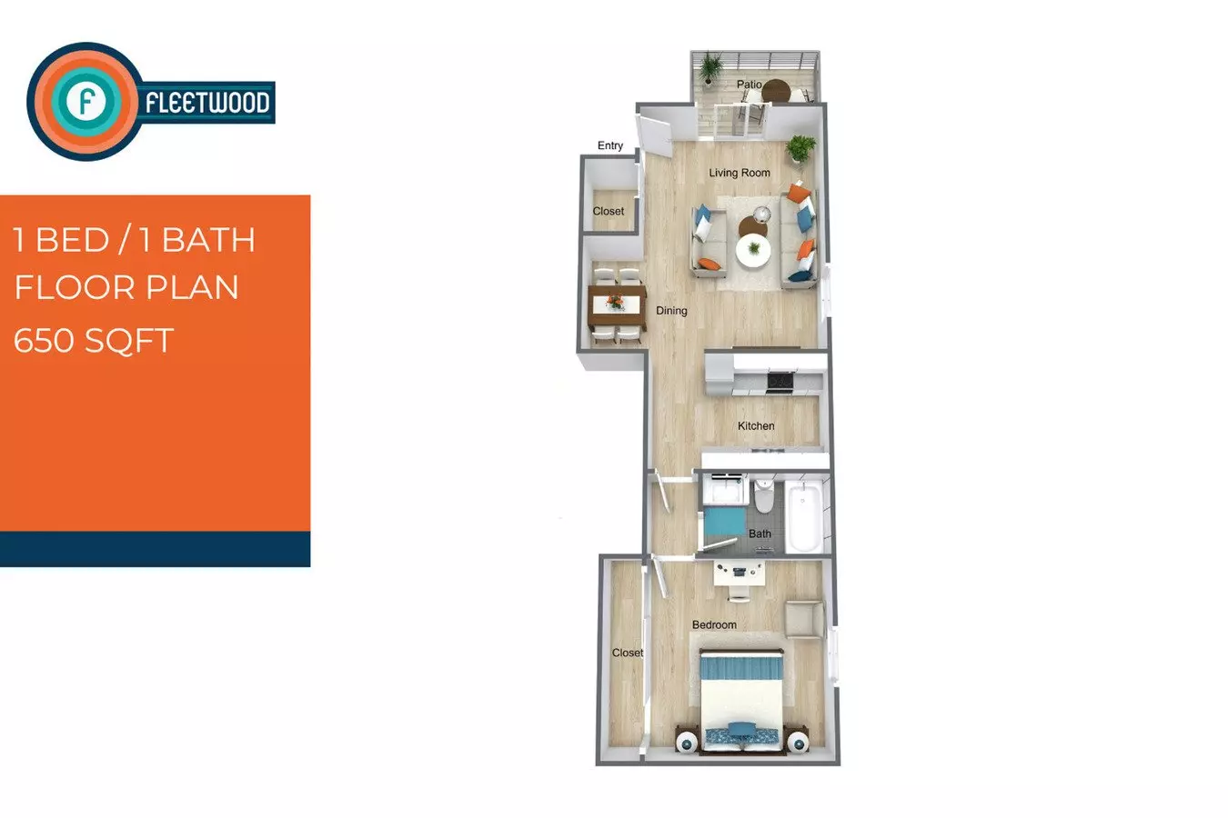 1 Bed • 1 Bath 33 floor plan