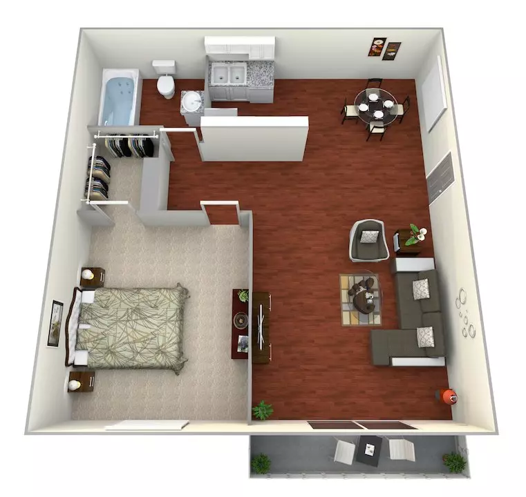 1 Bed • 1 Bath WAIT11 floor plan