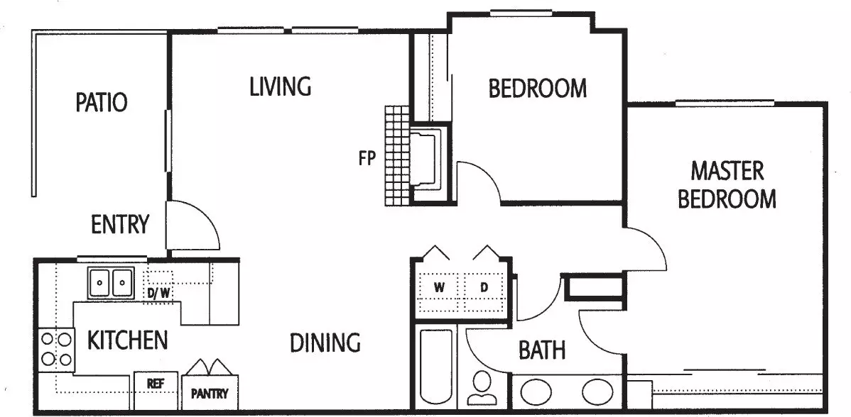 2 Beds • 1 Bath 3706 floor plan