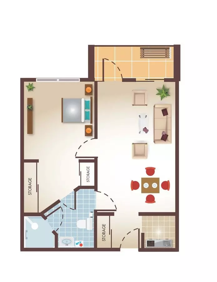 1 Bed • 1 Bath 111 floor plan