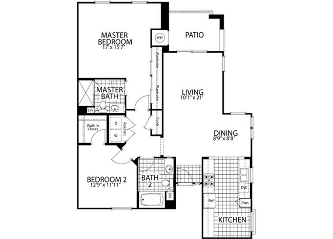 2 Beds • 2 Bath 15-306 floor plan