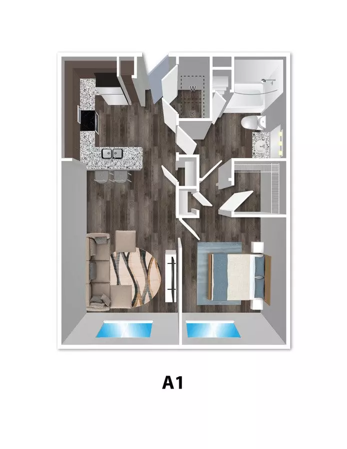1 Bed • 1 Bath 3311 floor plan