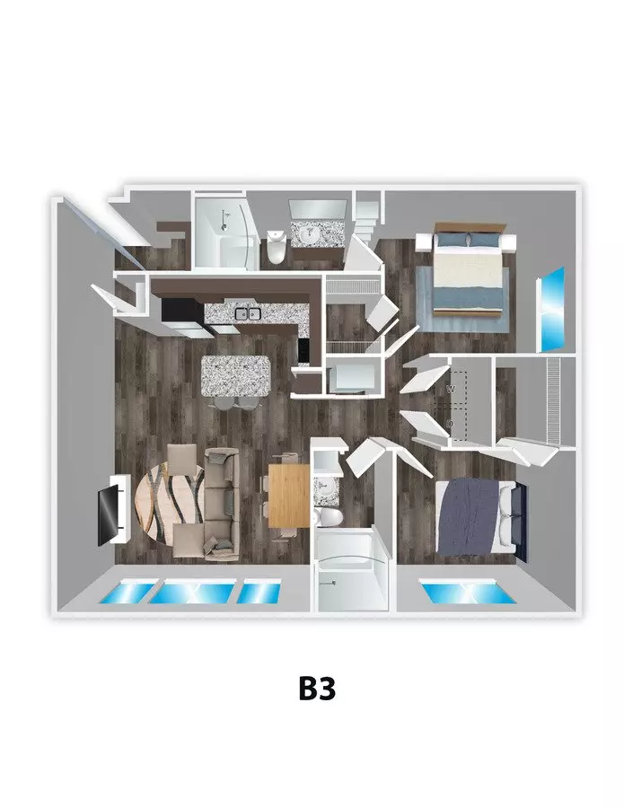 2 Beds • 2 Bath 2108 floor plan