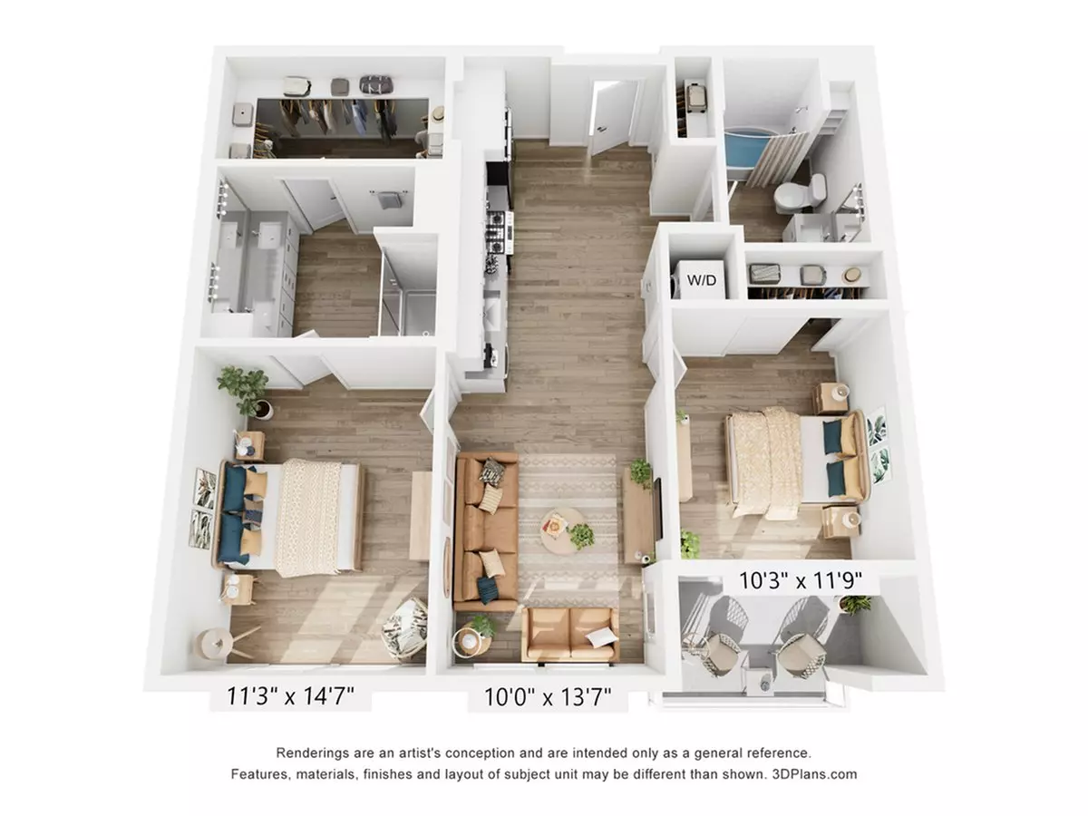 2 Beds • 2 Bath 169 floor plan