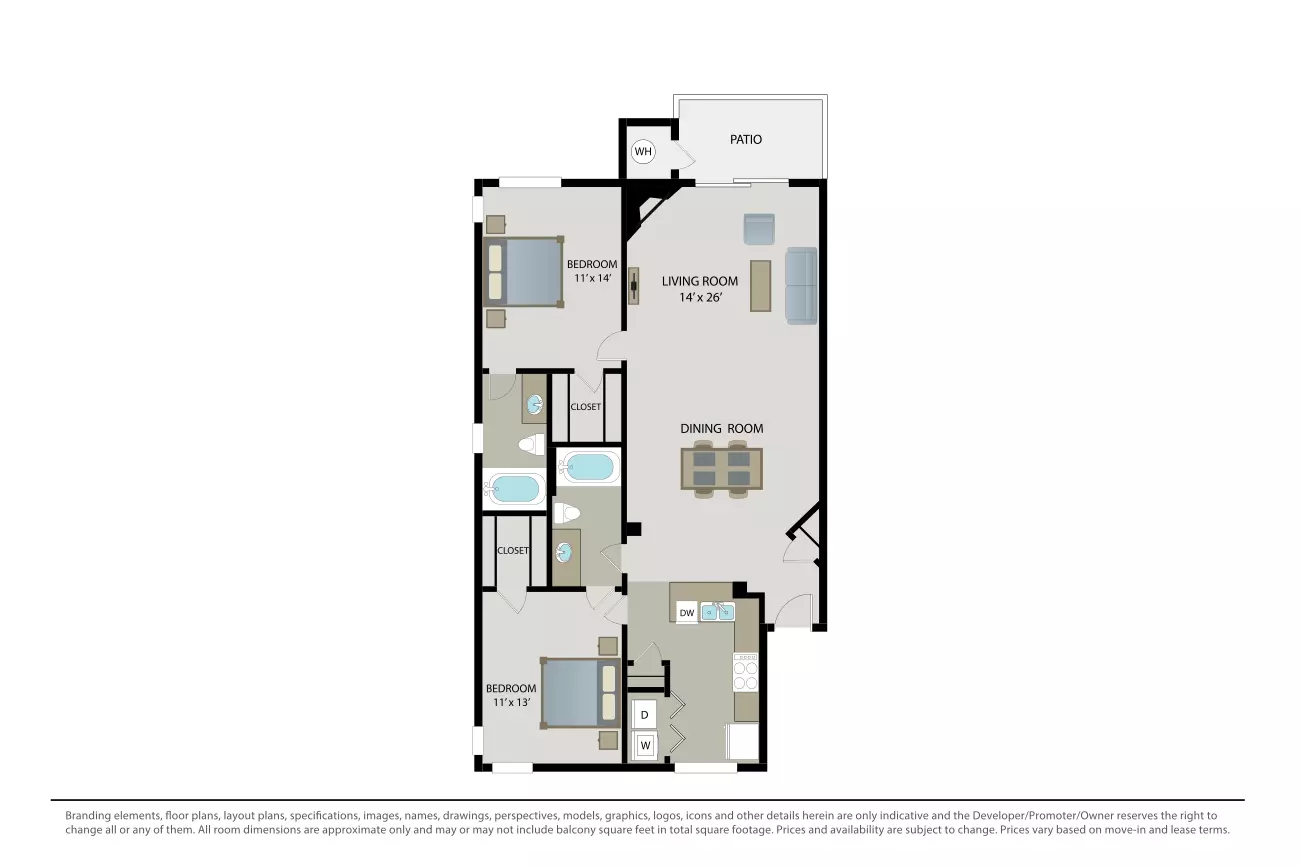 2 Beds • 2 Bath
3D Tour 111111 floor plan