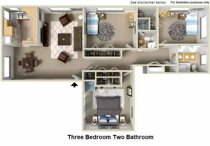 3BR/2BA - floor plan
