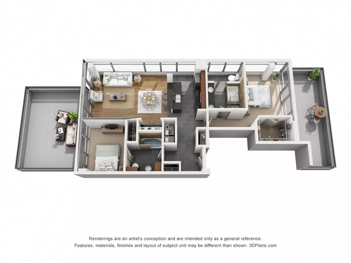 2 Beds • 2 Bath 1106 floor plan