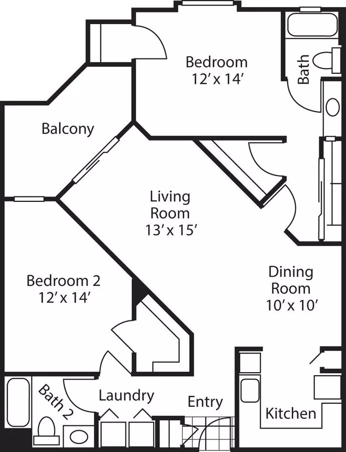 2 Beds • 2 Bath 6212 floor plan
