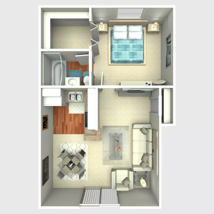 1 Bed • 1 Bath 58 floor plan