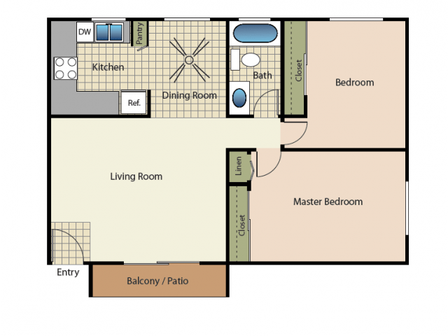 2 Beds • 1 Bath 01 floor plan