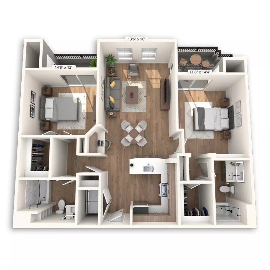 2 Beds • 2 Bath 164 floor plan