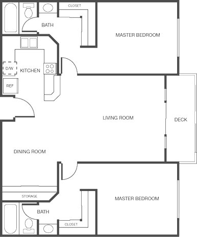 2 Beds • 2 Bath floor plan