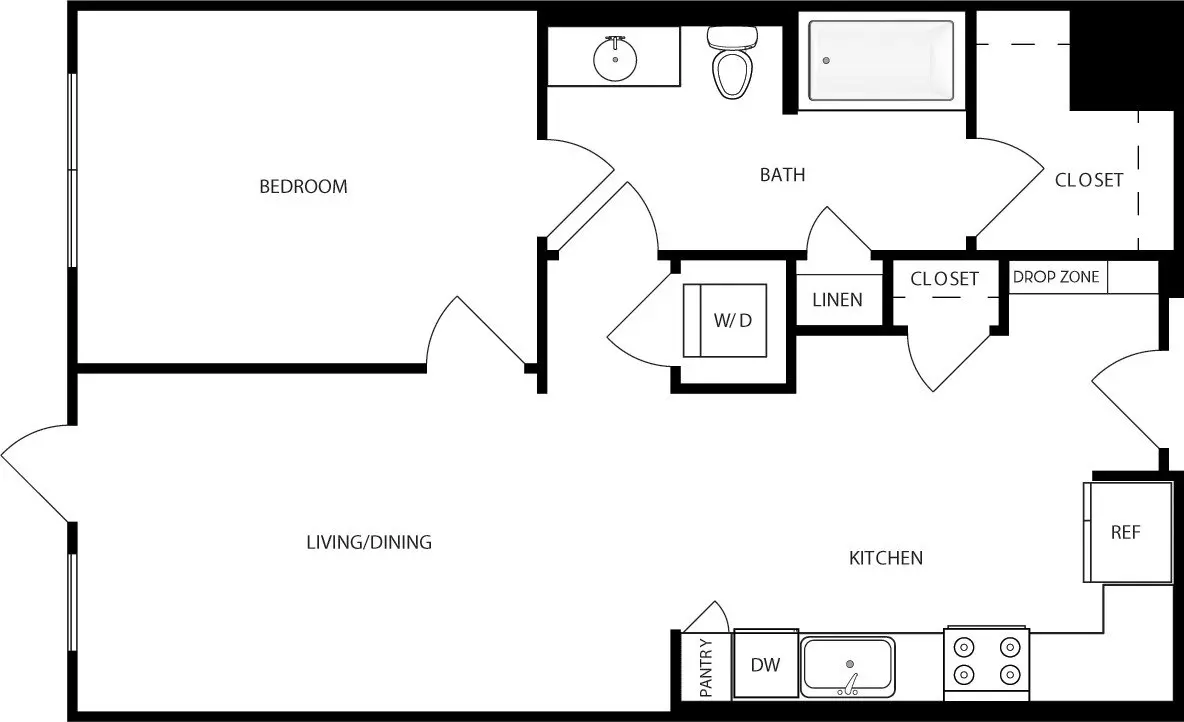 1 Bed • 1 Bath 335 floor plan