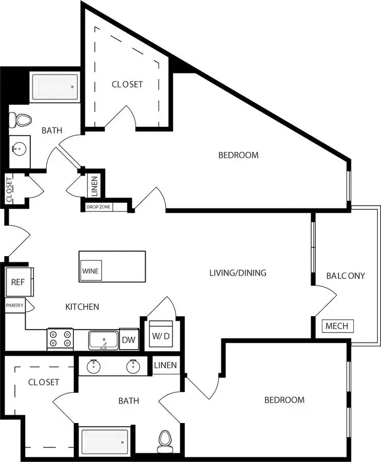 2 Beds • 2 Bath 436 floor plan